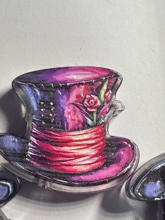 Top Hat acrylic focal bead- set of 2/ focal bead/ pen beading / keychain bead