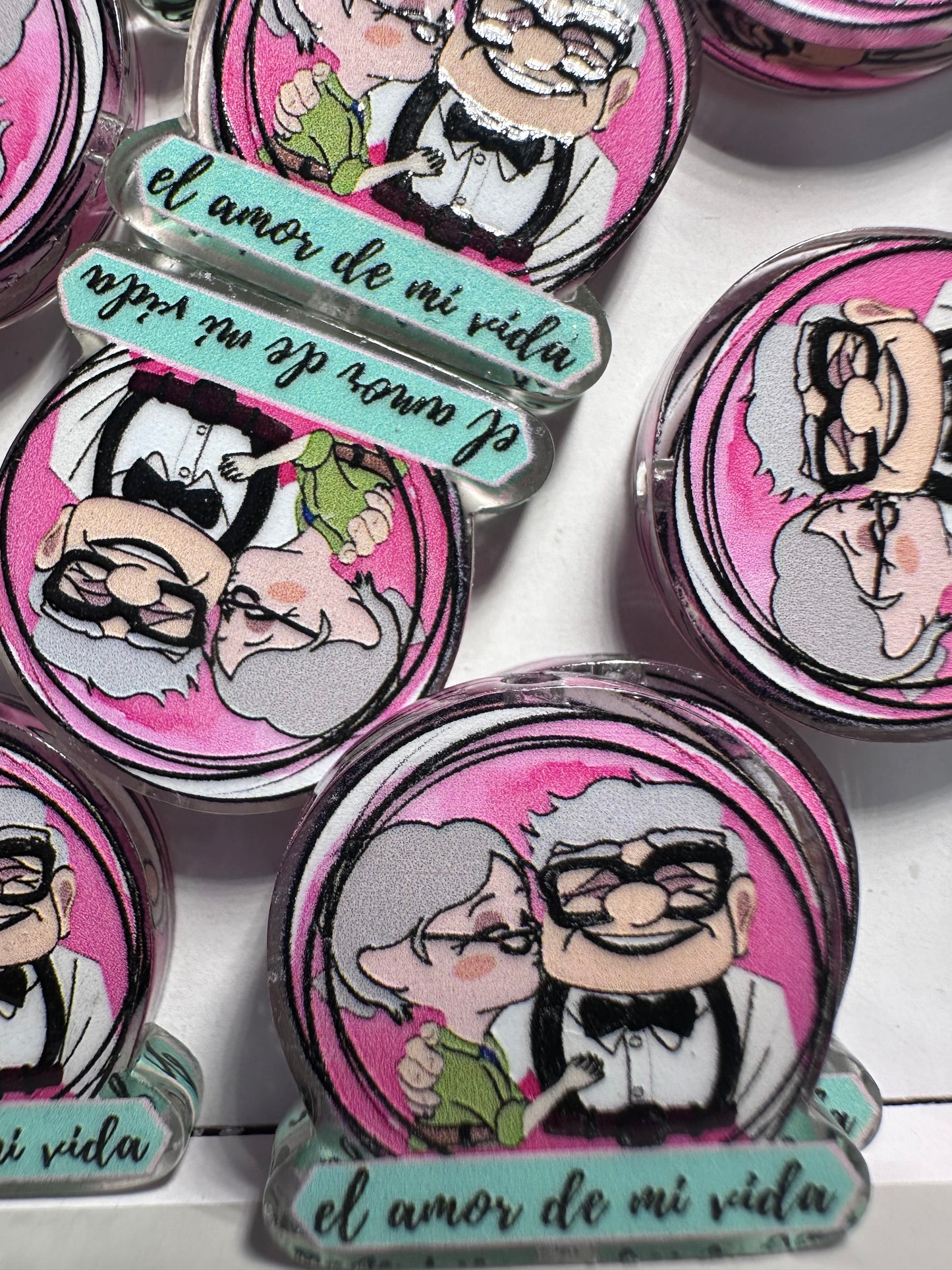 Old married couple acrylic focal bead- set of 2/ focal bead/ pen beading / keychain bead/movie couple