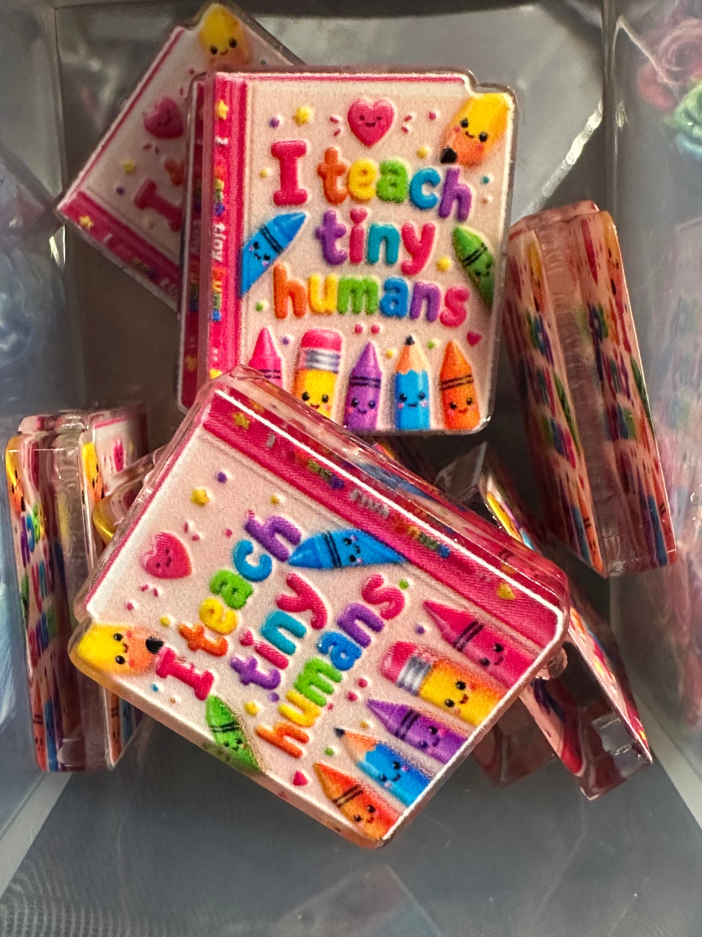 Teacher acrylic focal bead- set of 2/ focal bead/ pen beading / keychain bead/ pre K - kindergarten- elementary school-VPK- teaching