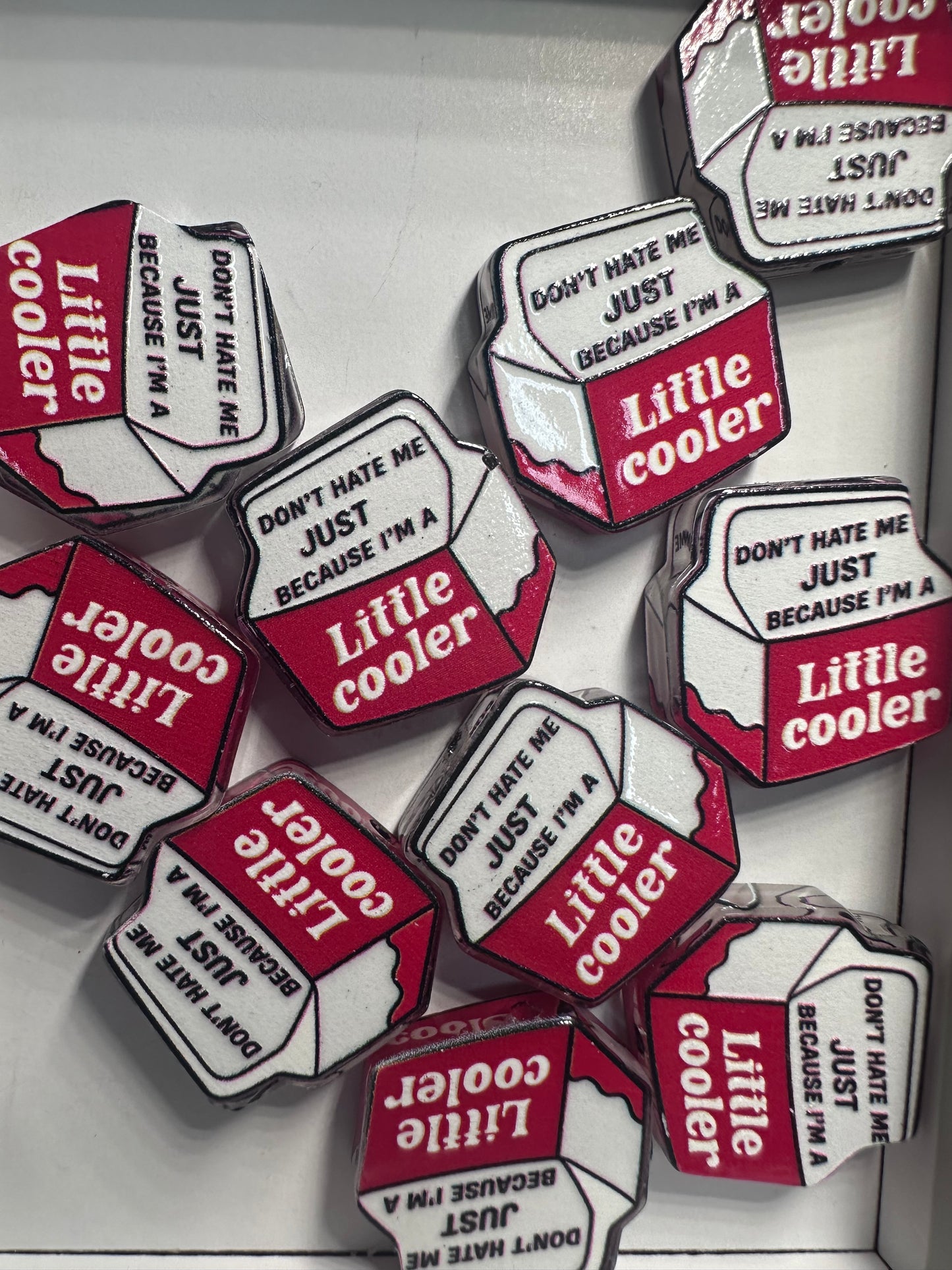 Cooler acrylic focal bead- set of 2/ focal bead/ pen beading / keychain bead