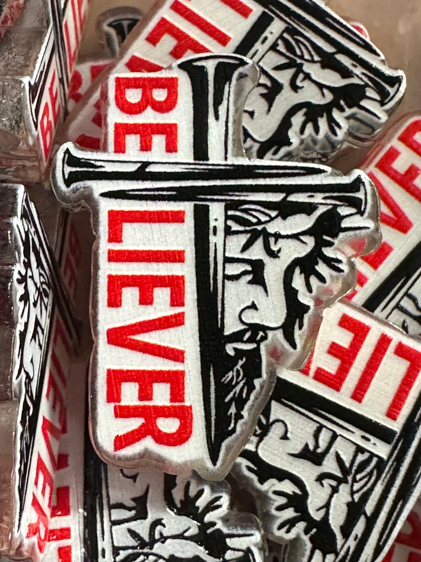 Believer acrylic focal bead- set of 2/ focal bead/ pen beading / keychain bead/ religious/ Jesus/ God
