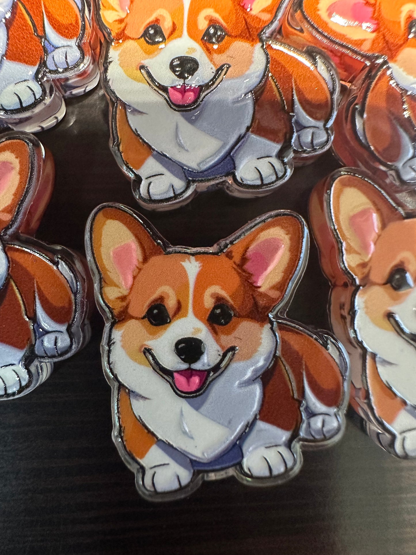Corgi dog acrylic focal bead- set of 2/ focal bead/ pen beading / keychain bead/