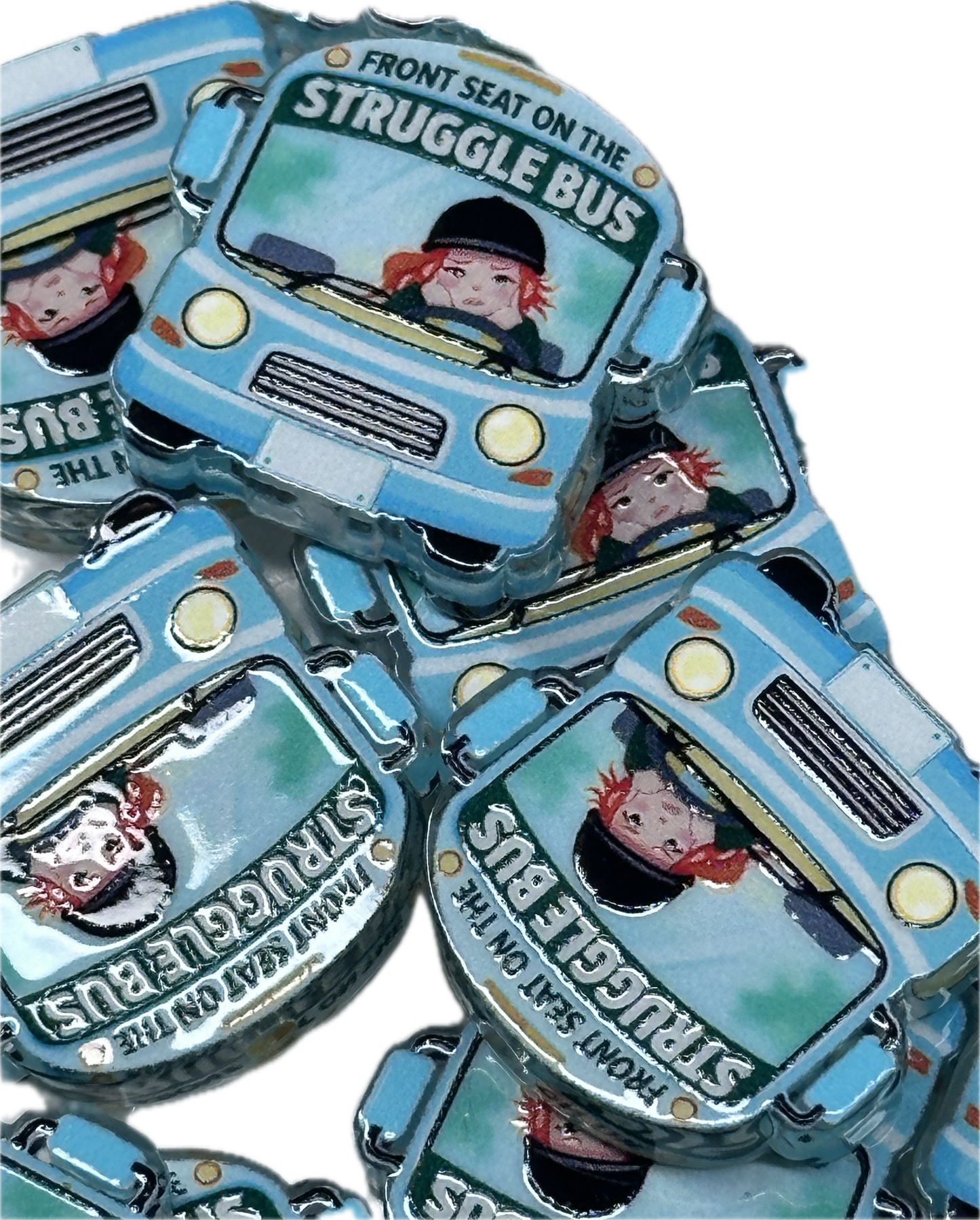 Struggle Bus acrylic focal bead- set of 2/ focal bead/ pen beading / keychain bead/ OUR DESIGN