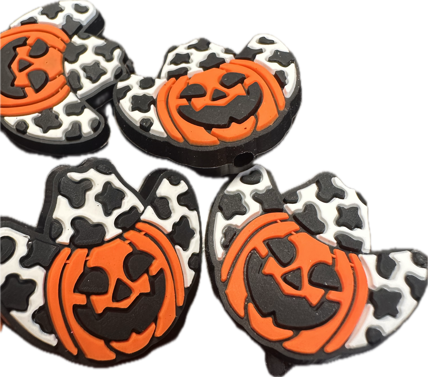 Pumpkin with cowboy hat/Silicone Focal Bead/ cow spots/ jack-o’-lantern/ Halloween/ style #3