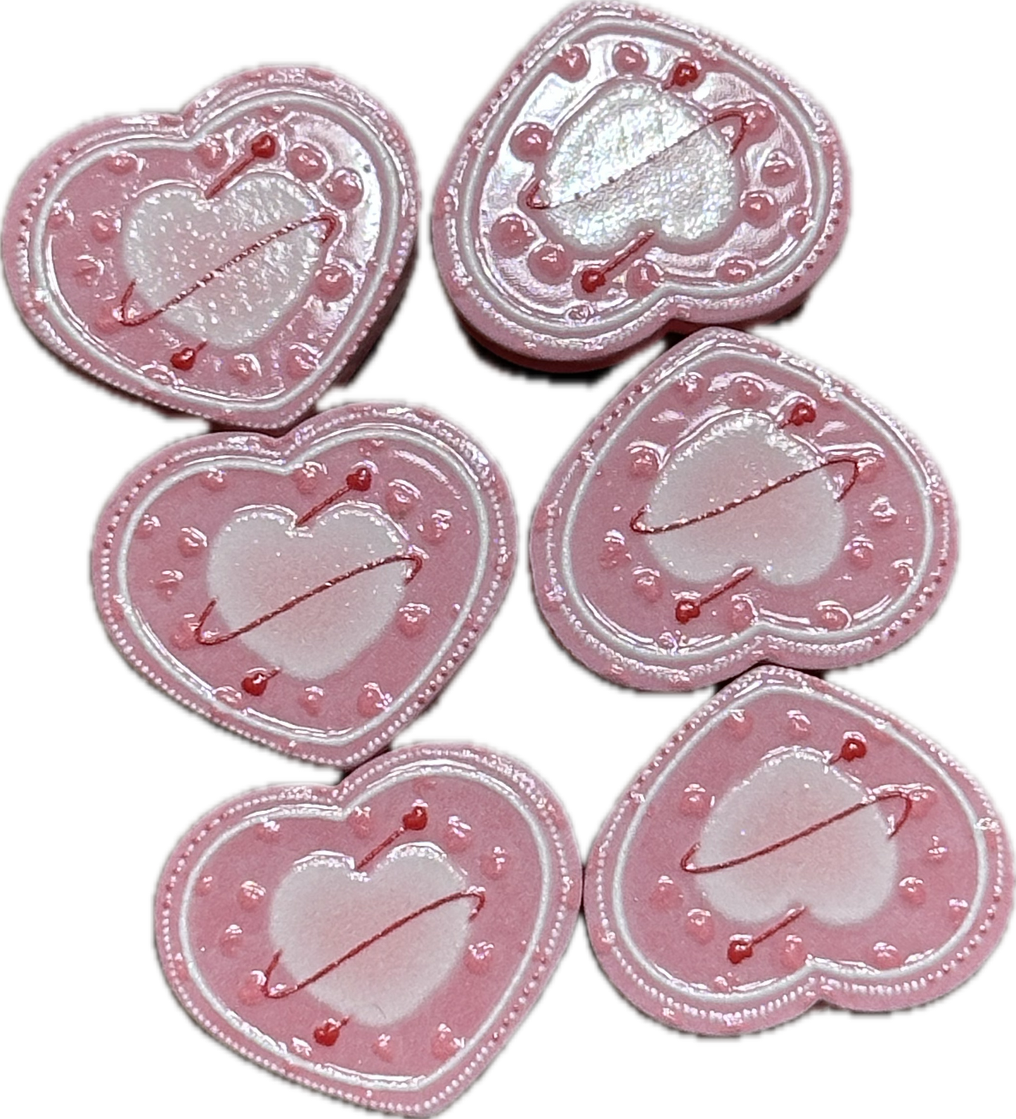 Heart shaped acrylic focal bead- set of 2/ focal bead/pink double c/ pen beading / keychain bead/ Valentines bead