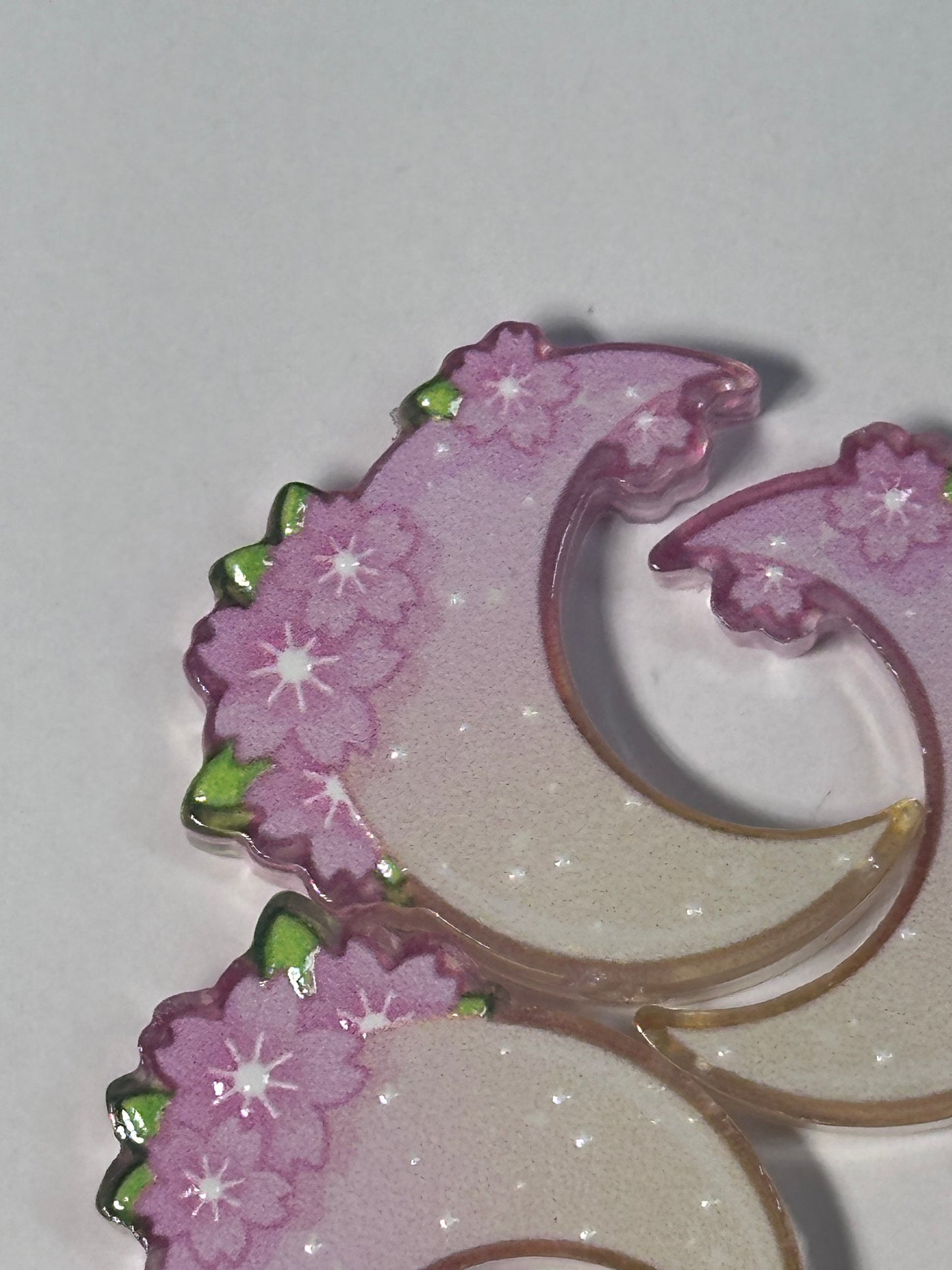 Moon and Flowers acrylic focal bead- set of 2/ focal bead/ pen beading / keychain bead