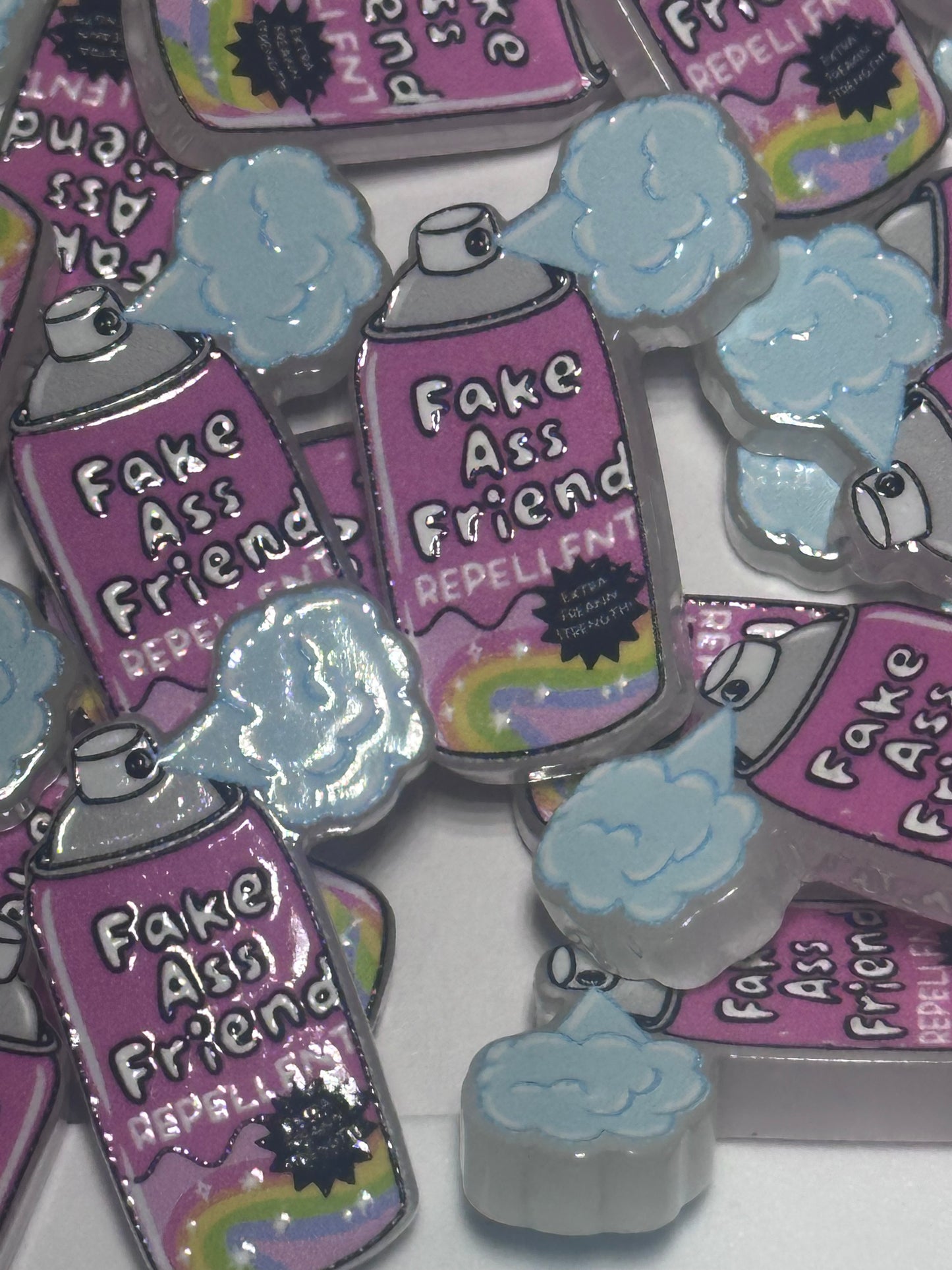 Fake friend spray acrylic focal bead- set of 2/ focal bead/ pen beading / keychain bead