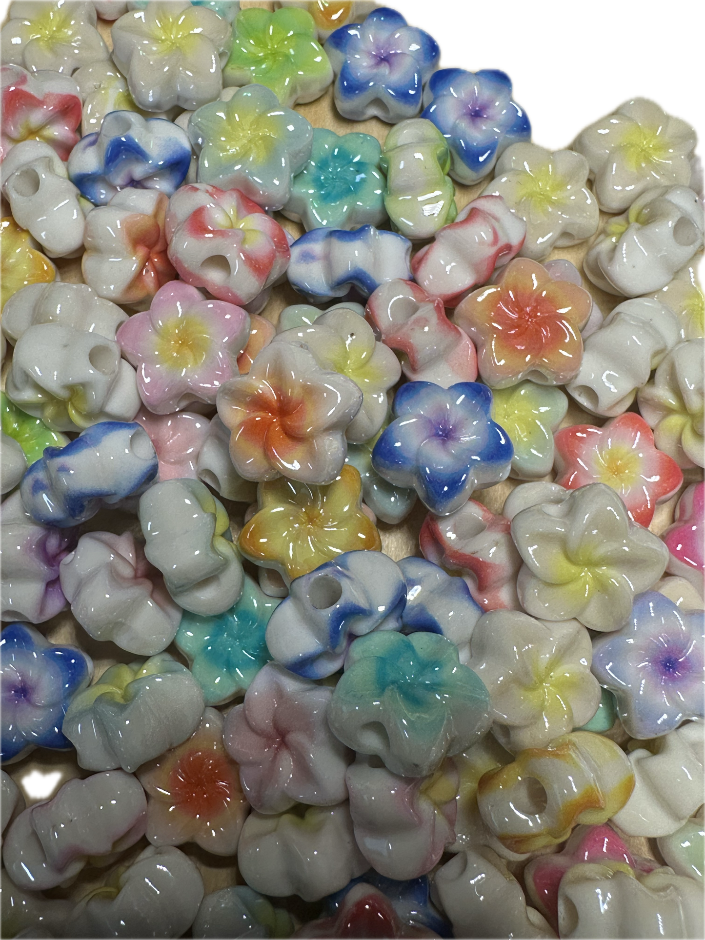Flower shaped acrylic beads- set of 10 or 20