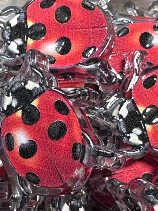 Ladybug acrylic focal bead- set of 2/ focal bead/ pen beading / keychain bead/ Summer/