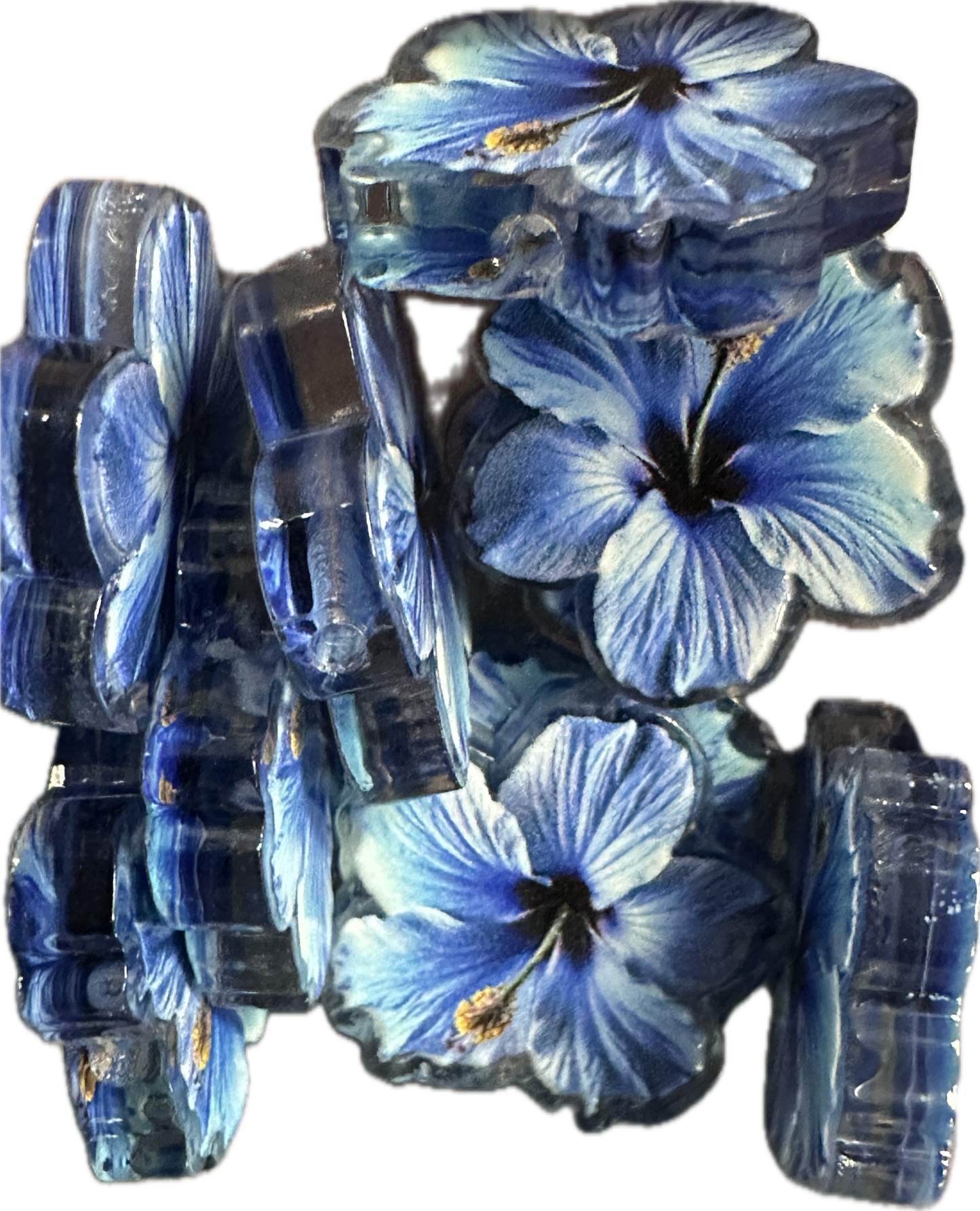 Blue hibiscus acrylic focal bead- set of 2/ focal bead/ pen beading / keychain bead/ Hawaiian flower
