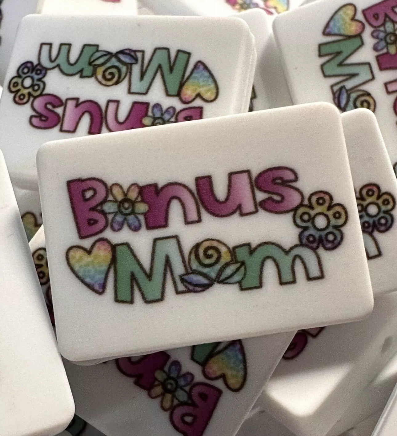 Bonus Mom Focal Bead/ beadable pen/ Silicone bead/ keychain bead/DIY/Mothers Day/ stepmom