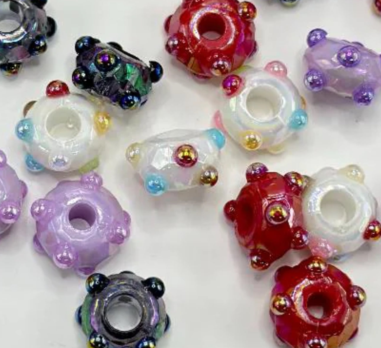 Knobby Spacer beads/acrylic faceted beads/ Ten (10) beads included/ wheel shaped beads/ pen beading beads / keychain beads/ DIY/ wheel beads/