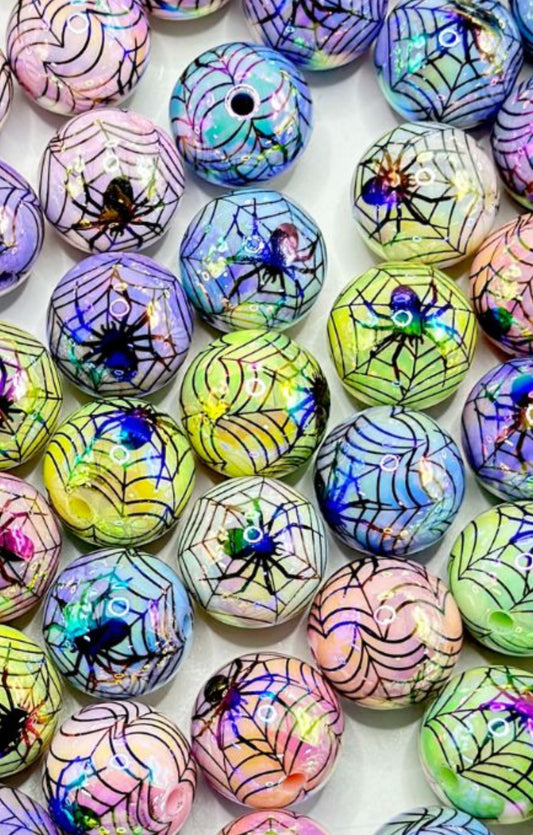 Spider beads/Halloween Bead/ beadable pen/ keychain bead/Color mix beads/ acrylic/ 16mm/Ten beads included