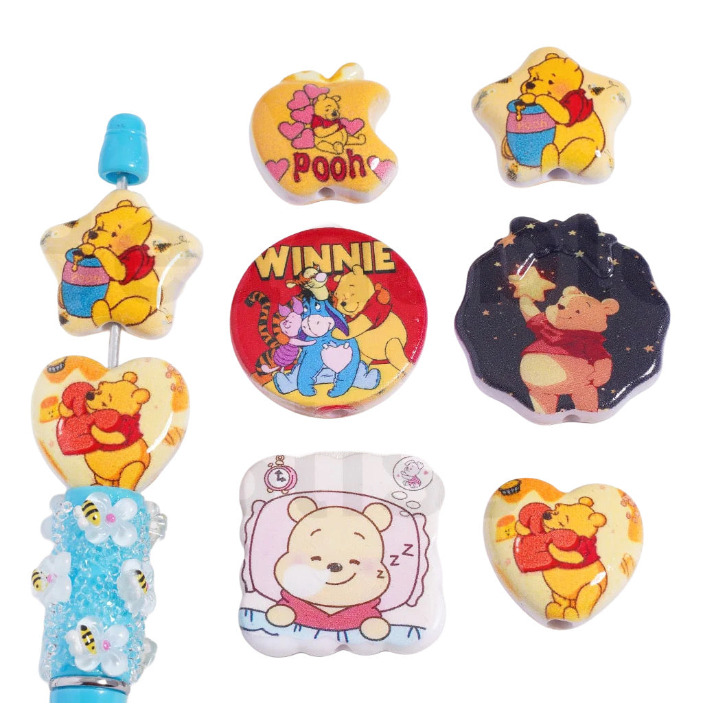 Bear Themed Acrylic Focal Beads – Assorted Shapes (Set of 5 Random) for DIY Crafts, Pens, Jewelry & Keychains