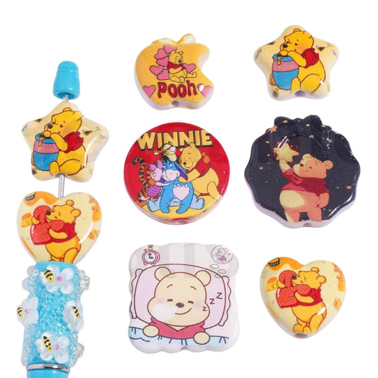 Bear Themed Acrylic Focal Beads – Assorted Shapes (Set of 5 Random) for DIY Crafts, Pens, Jewelry & Keychains