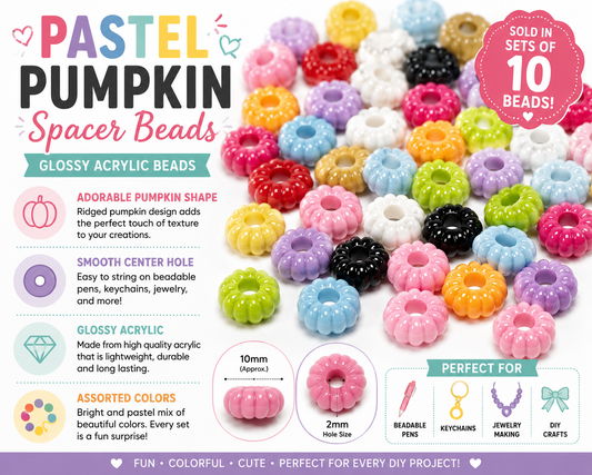 Acrylic pastel color pumpkin shaped spacer beads /perfect for beadable pen/ keychain bead