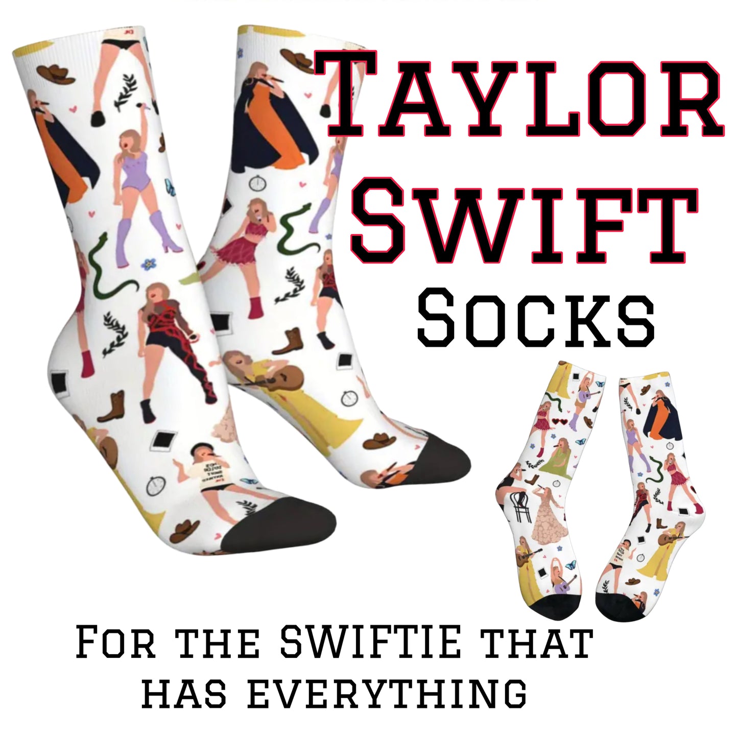 SWIFTIE socks/ designer socks/ one size/ Taylor Swift socks/ footwear/ crew socks