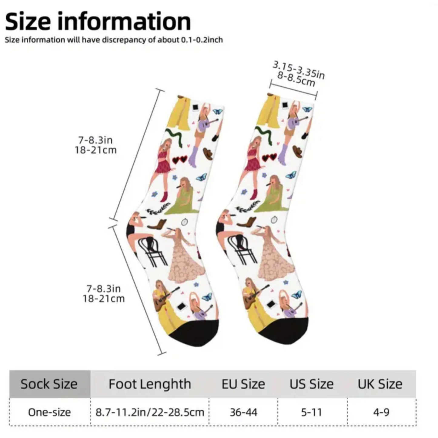 SWIFTIE socks/ designer socks/ one size/ Taylor Swift socks/ footwear/ crew socks