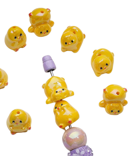 Yellow Chick acrylic bead / focal bead/pen  bead/ keychain bead/10 pieces