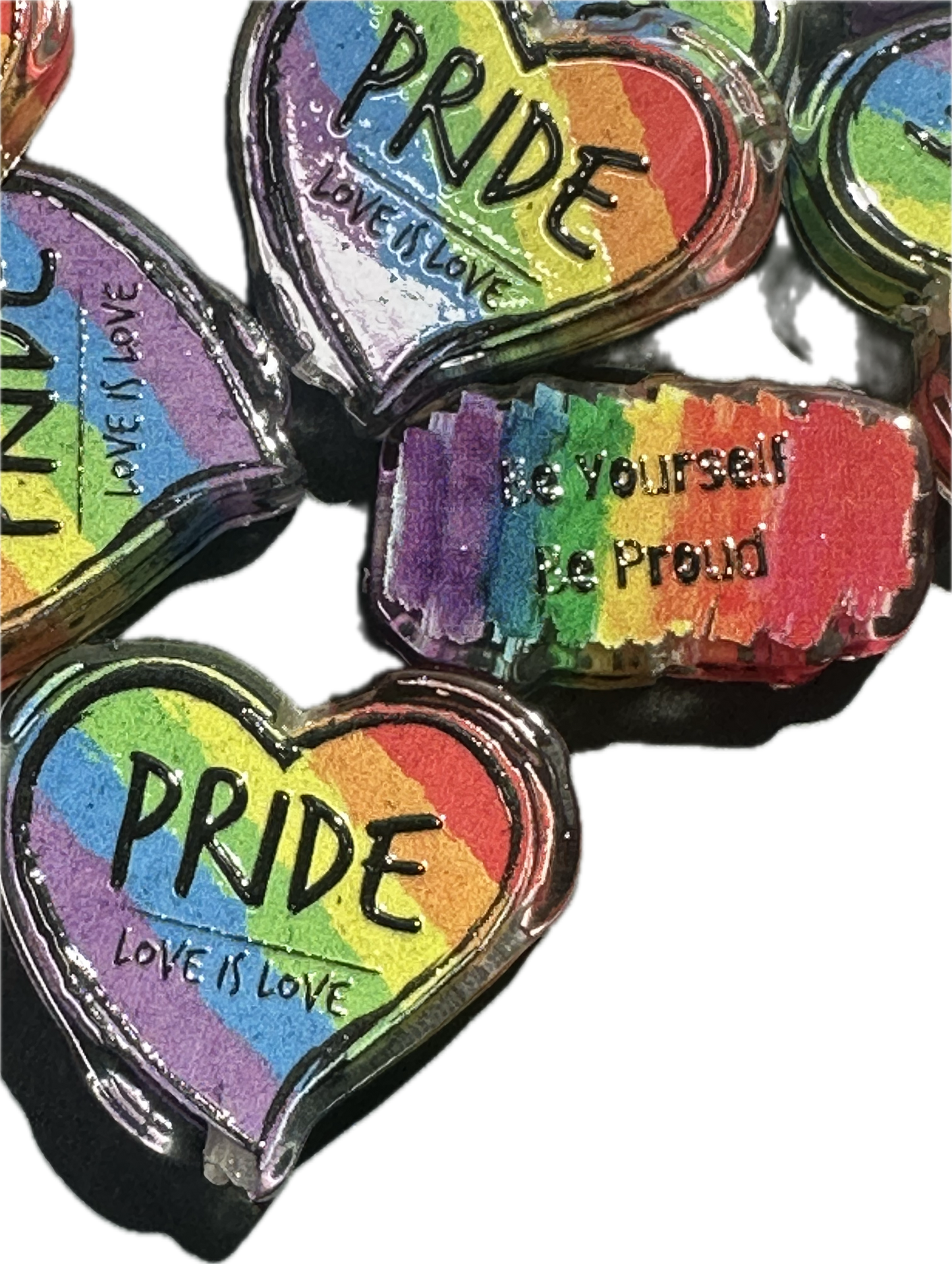 Heart acrylic focal bead- set of 2 (one of each design) / focal bead/ pen beading / keychain beads/ earrings DIY