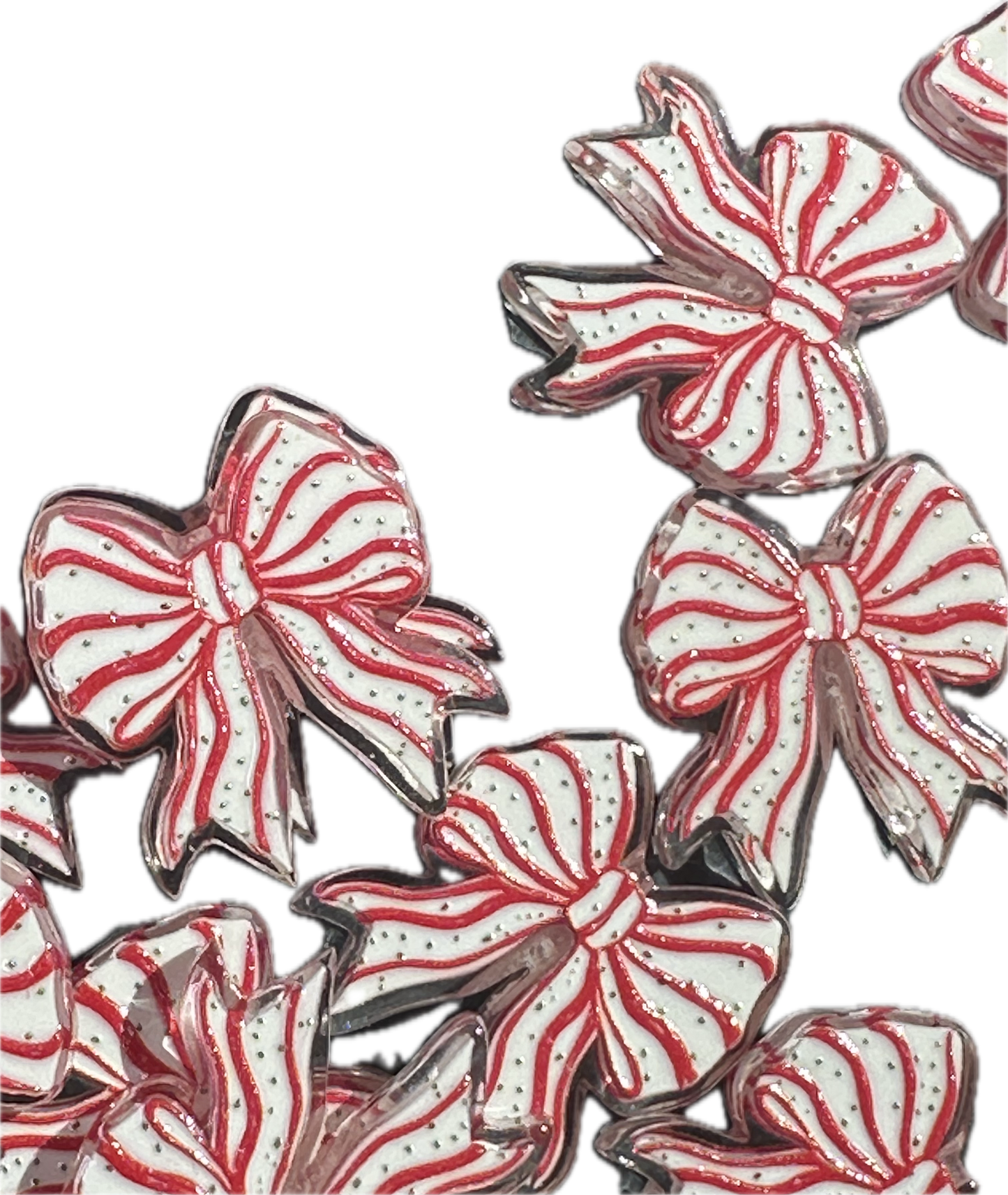 Christmas bow acrylic focal bead- set of 2/ focal bead/ pen beading / keychain bead / jewelry DIY
