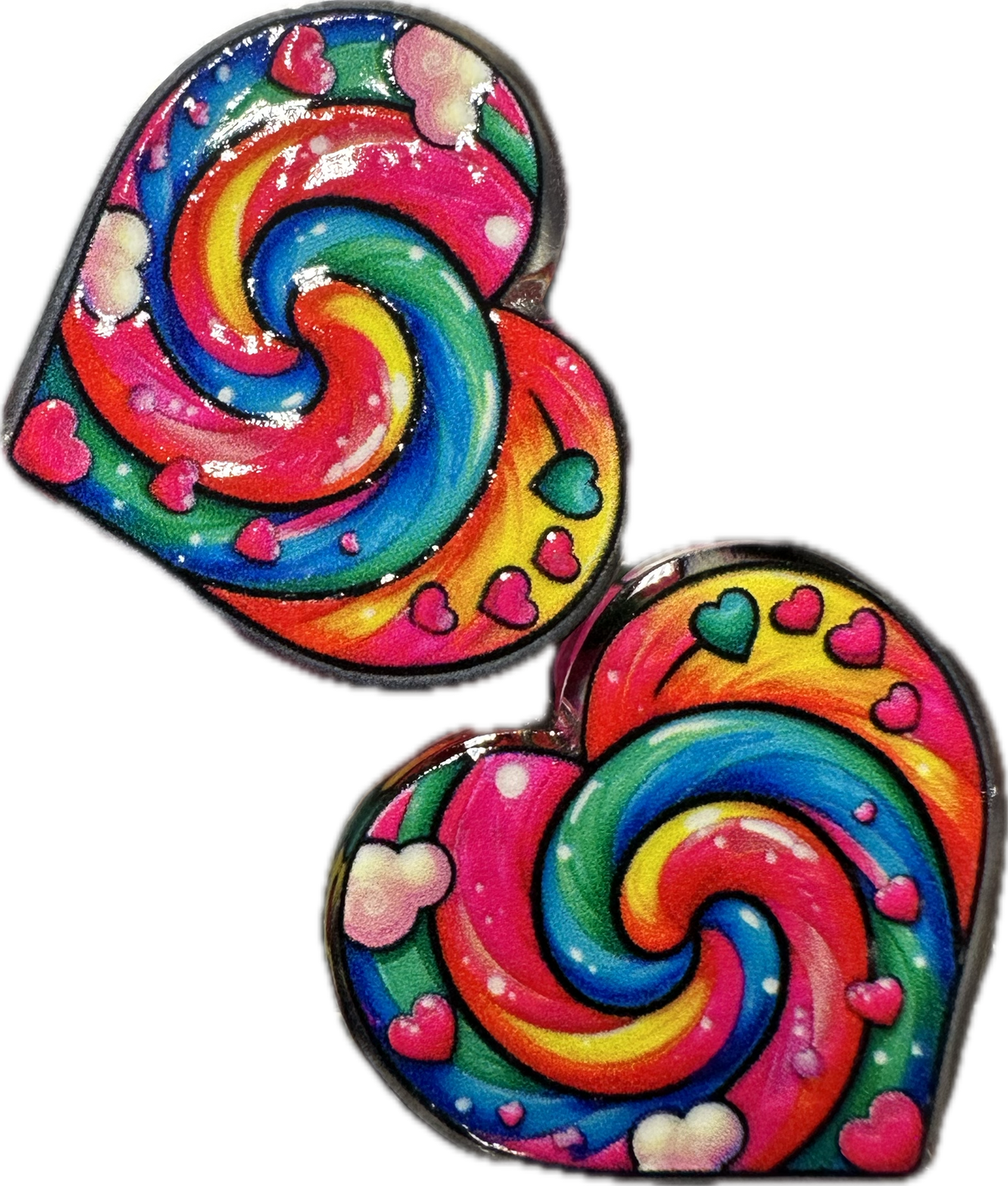Colorful Heart Swirl acrylic focal bead- set of 2/ focal bead/ pen beading / keychain bead/