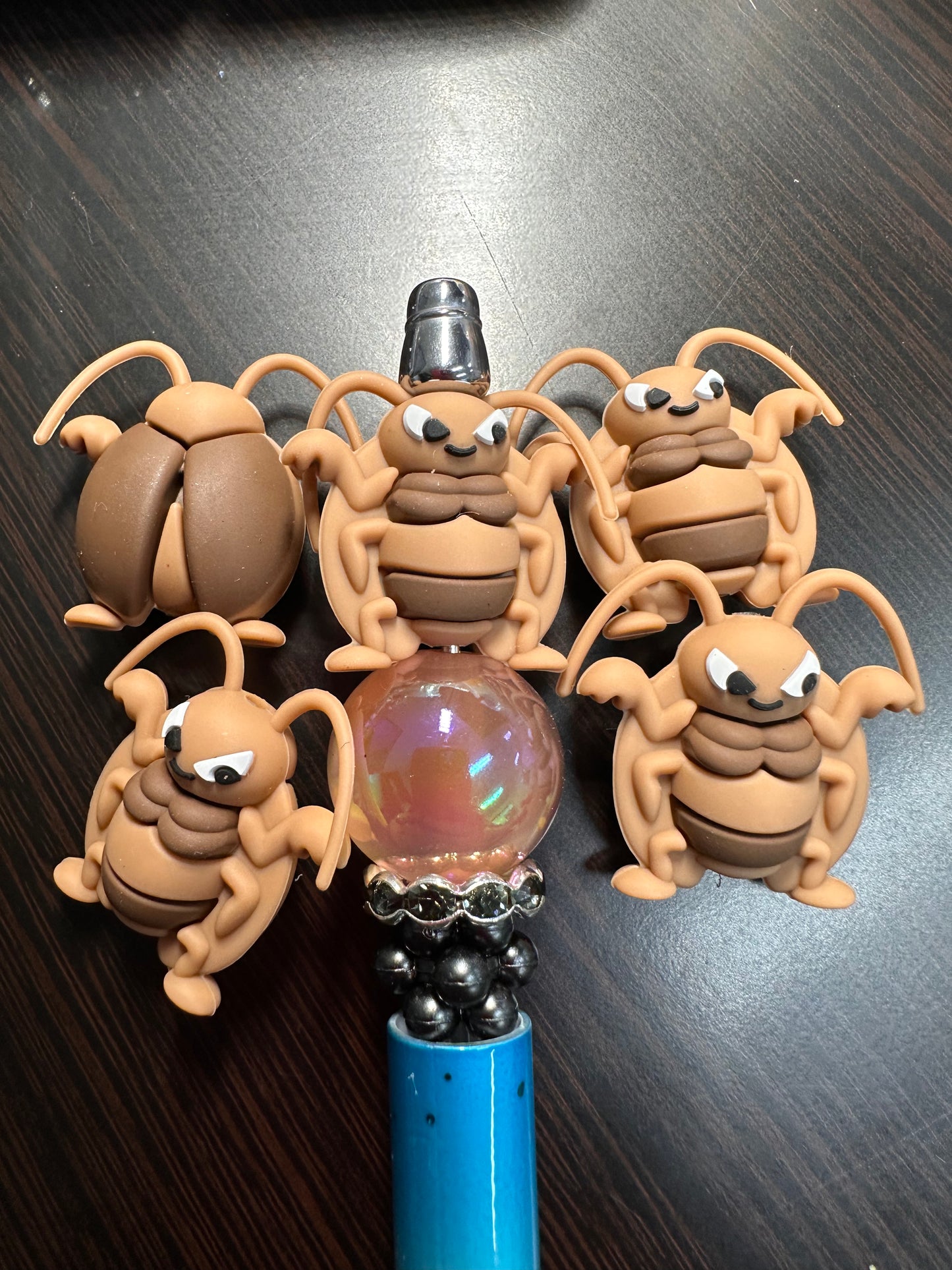 3D cockroach focal bead/ silicone bead/ brown bug/ pest