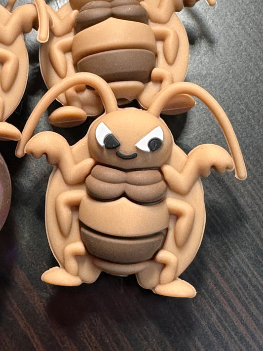 3D cockroach focal bead/ silicone bead/ brown bug/ pest