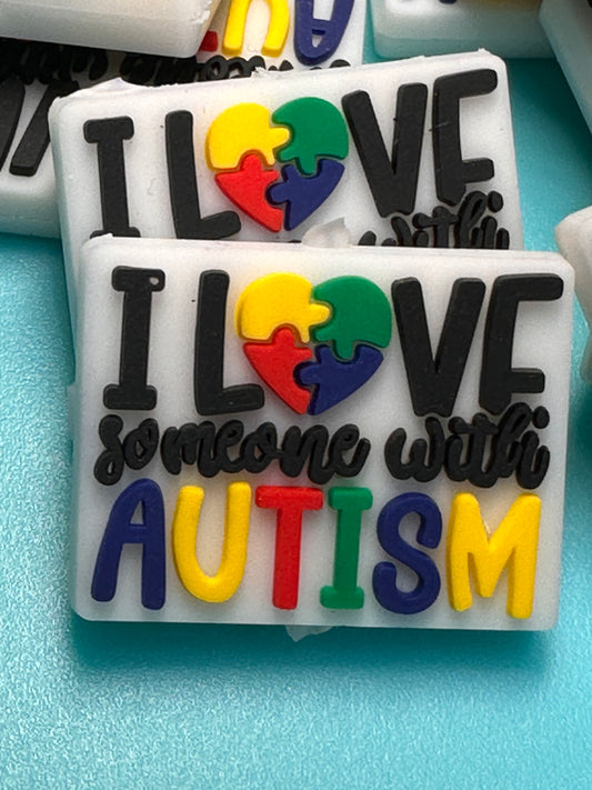 I love someone with Autism Focal Beads/ beadable pen/ Silicone  bead/ keychain bead/