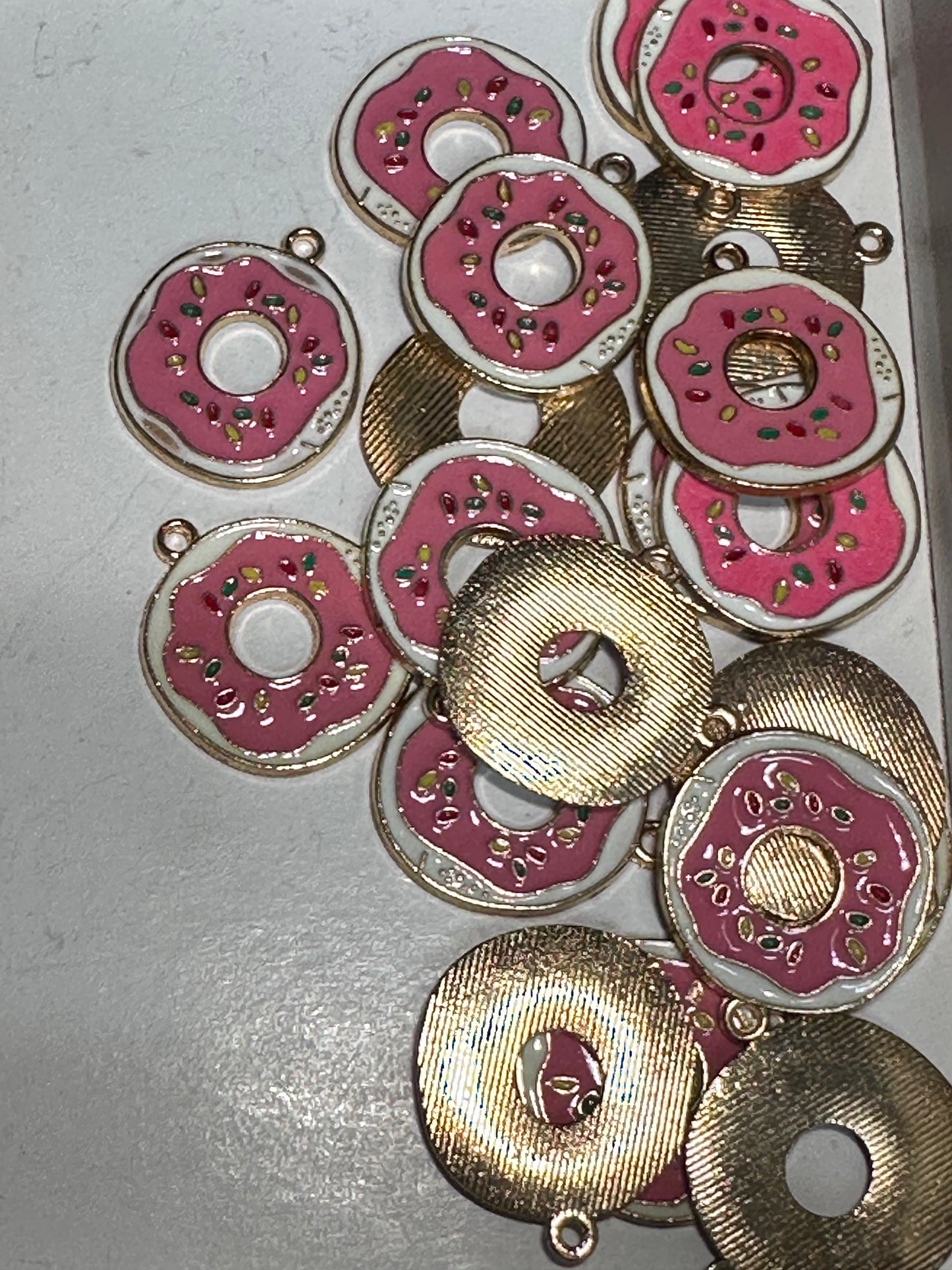Donut with icing enamel metal charms/ DIY charm bracelet/ DIY necklace/