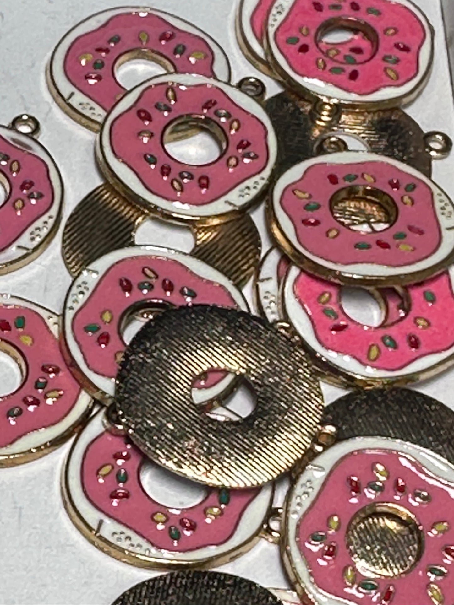 Donut with icing enamel metal charms/ DIY charm bracelet/ DIY necklace/