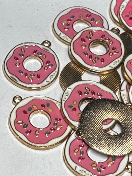 Donut with icing enamel metal charms/ DIY charm bracelet/ DIY necklace/