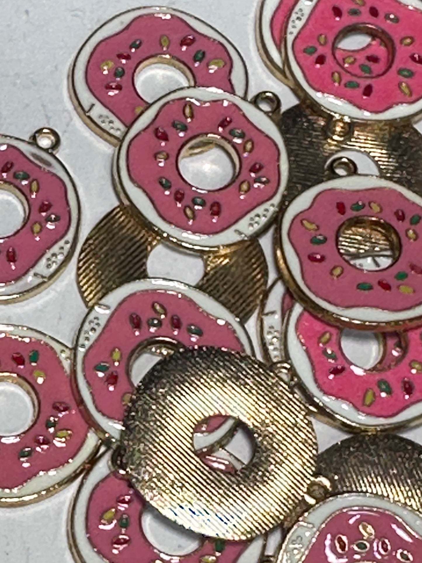 Donut with icing enamel metal charms/ DIY charm bracelet/ DIY necklace/