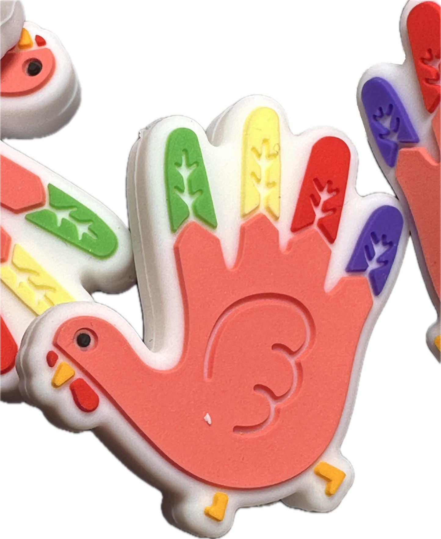 Preschool Thanksgiving Turkey/ Focal Bead/ beadable pen/ Silicone  bead/ keychain bead/ Fall/ Holiday/ hand turkey/ #1