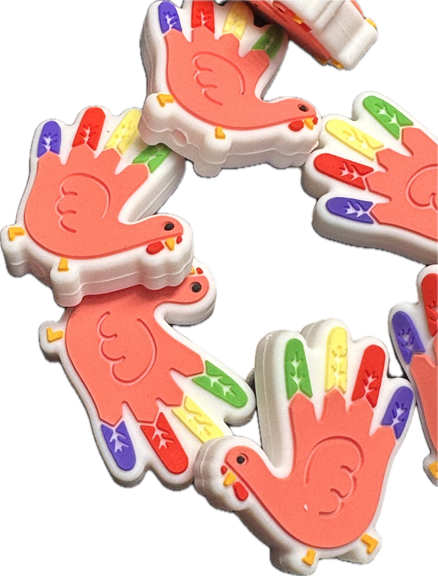 Preschool Thanksgiving Turkey/ Focal Bead/ beadable pen/ Silicone  bead/ keychain bead/ Fall/ Holiday/ hand turkey/ #1