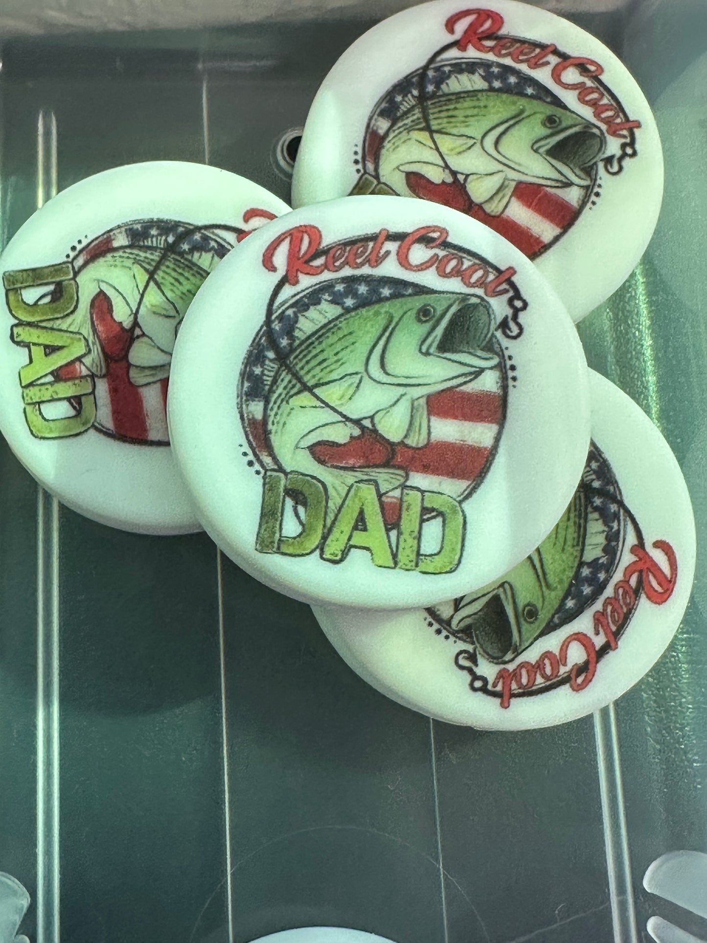 Reel cool dad/ Fishing Focal Bead/ beadable pen/ Silicone bead/ keychain bead/Fathers Day