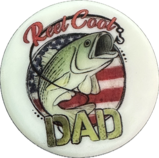 Reel cool dad/ Fishing Focal Bead/ beadable pen/ Silicone bead/ keychain bead/Fathers Day