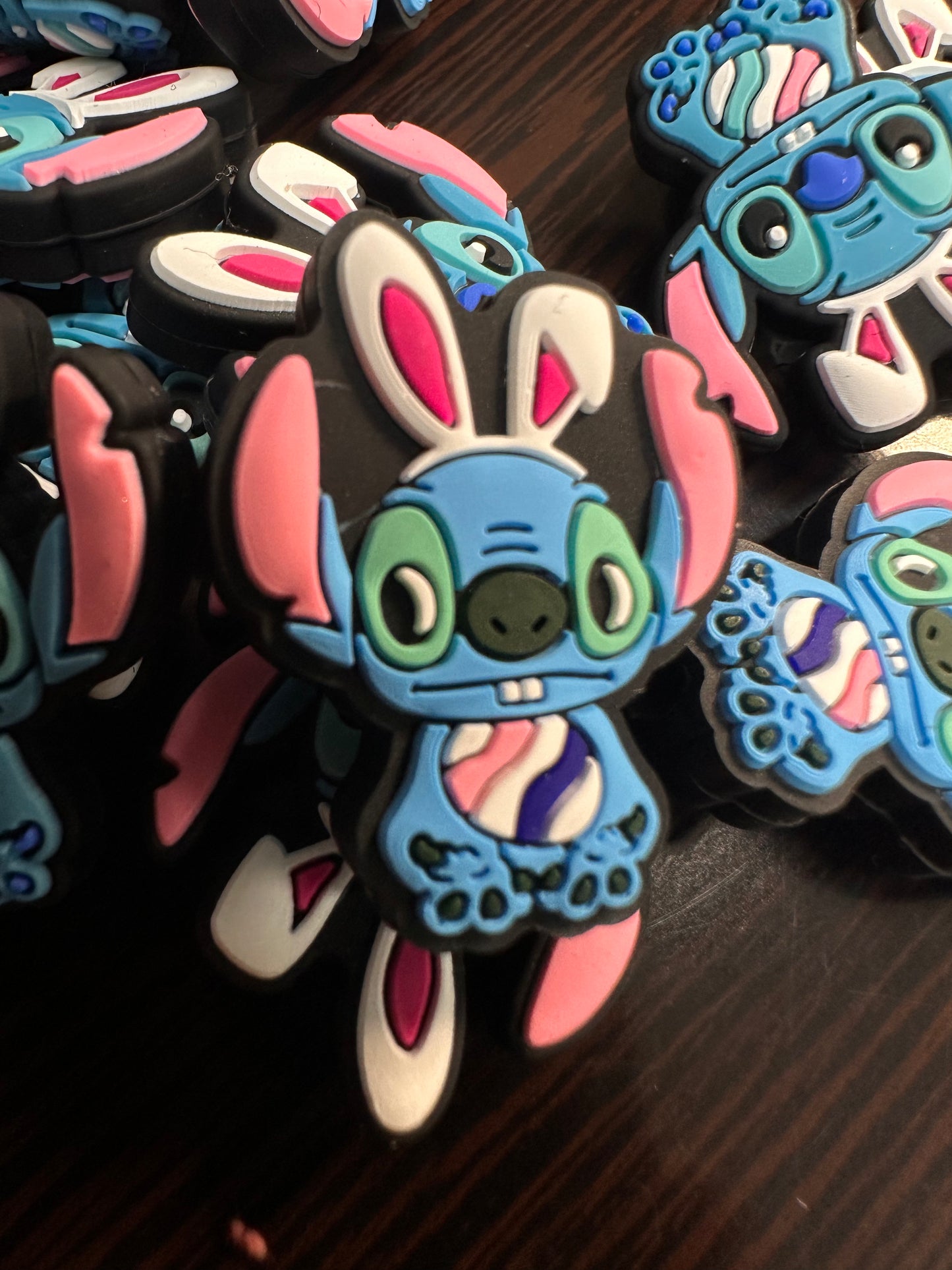 Blue guy Focal Bead/ Easter Stit / Easter bunny ears and egg/ pen beading/DIY/Keychain DIY