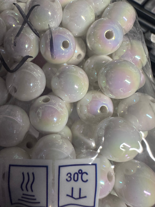 White full bag of 200 jelly beads/ 16 mm / UV coated