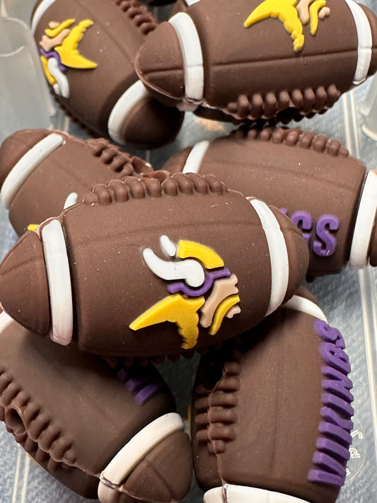 3D Minnesota Vikings focal bead design / brown football shaped