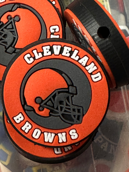 Football team Browns focal bead / football / round silicone bead/ style #1