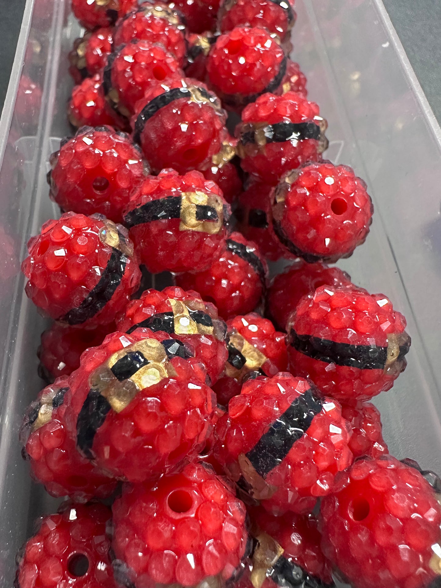 Five (5) Santa suit Christmas rhinestone beads included/fancy Bead/ beadable pen/ keychain bead/ pastel beads/assorted colors/16mm