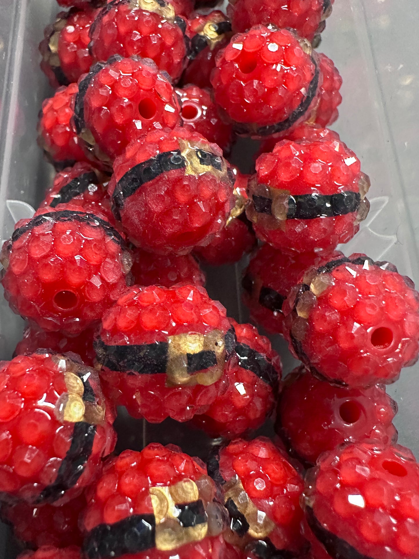 Five (5) Santa suit Christmas rhinestone beads included/fancy Bead/ beadable pen/ keychain bead/ pastel beads/assorted colors/16mm