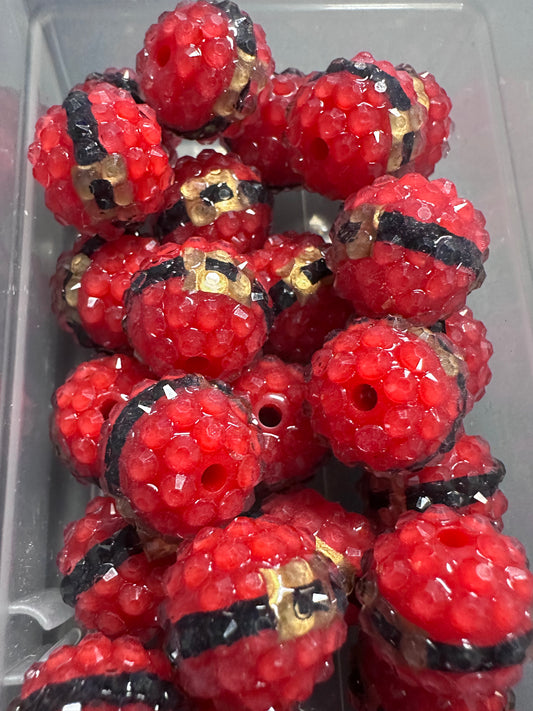 Five (5) Santa suit Christmas rhinestone beads included/fancy Bead/ beadable pen/ keychain bead/ pastel beads/assorted colors/16mm
