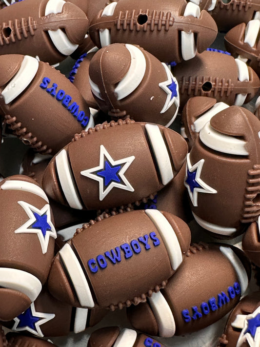 3D football shaped Dallas Cowboys focal bead