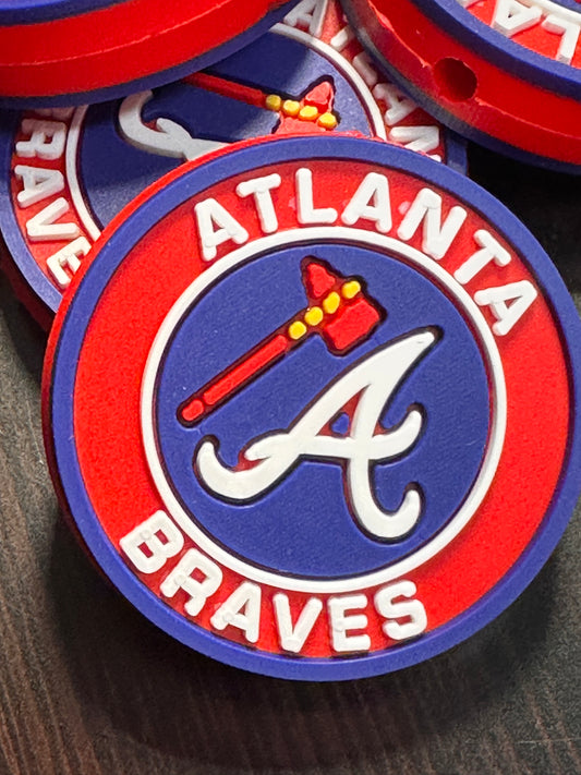 NEW! Atlanta Braves focal bead /Round silicone bead #2