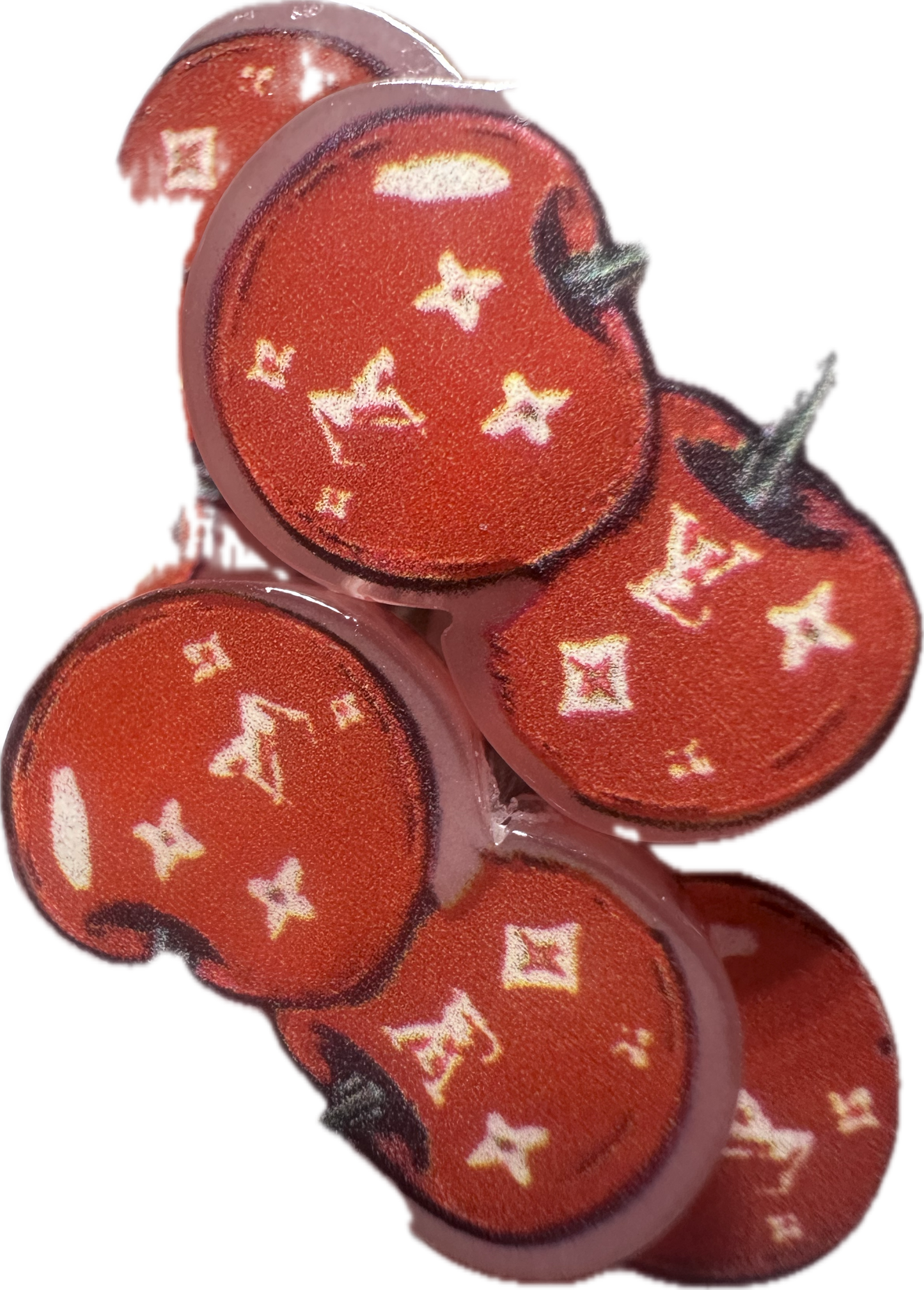 Cherries with design acrylic focal bead- set of 2/ focal bead/ pen beading / keychain bead/