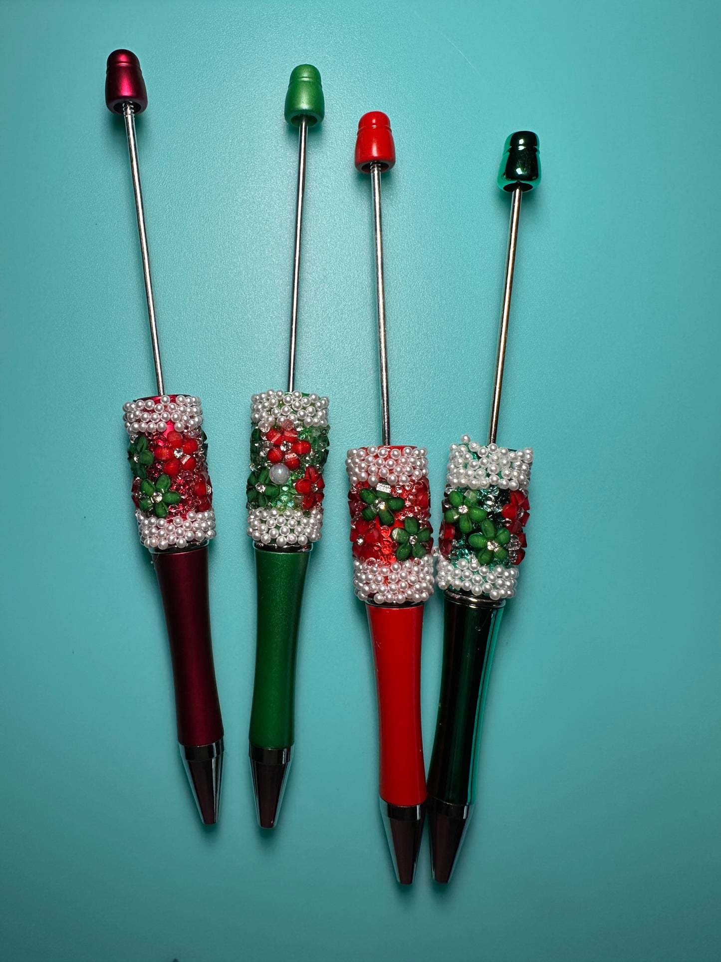 Christmas designs beadable pens/ fancy pens/ custom poinsettias pens/