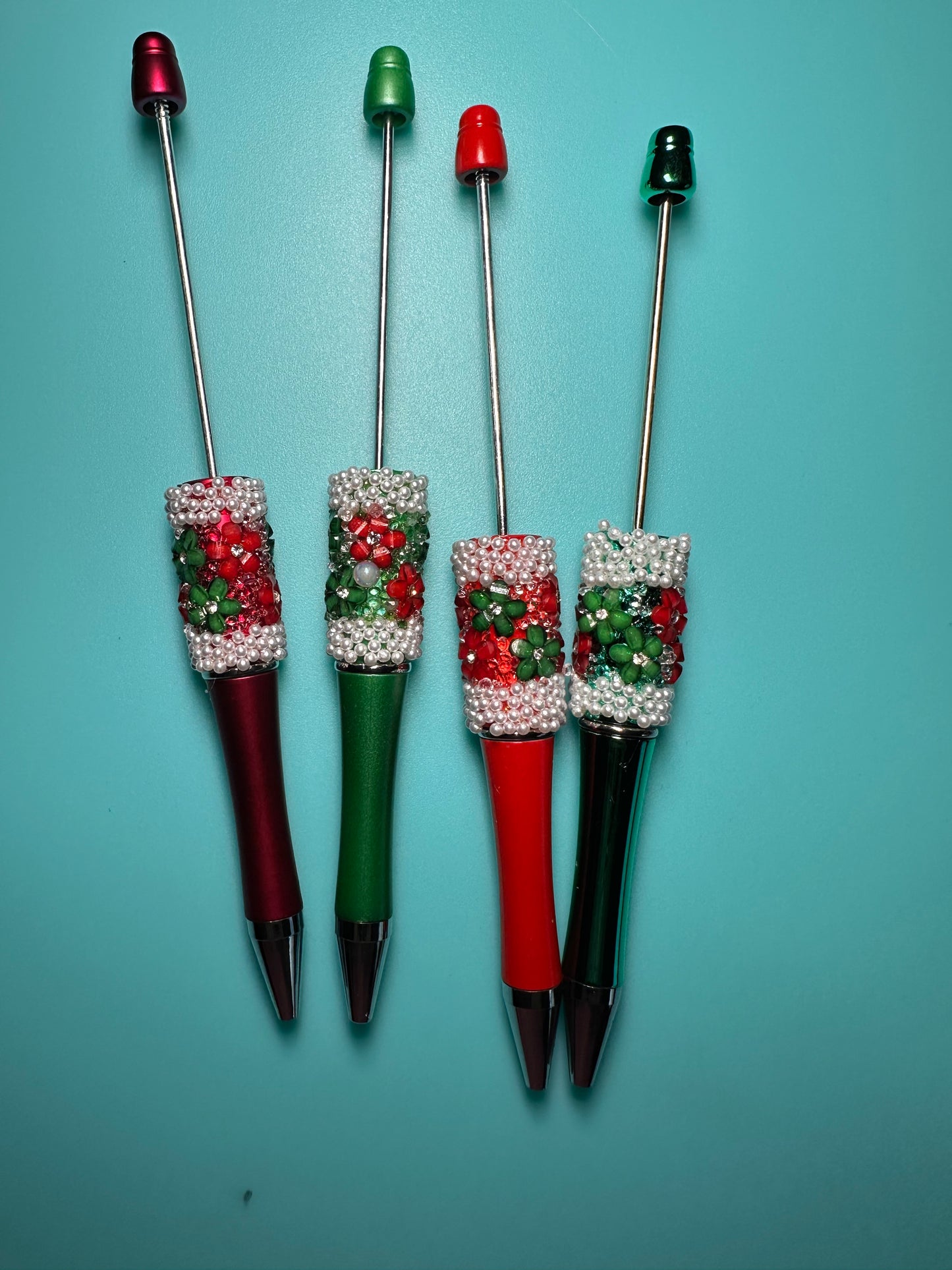 Christmas designs beadable pens/ fancy pens/ custom poinsettias pens/