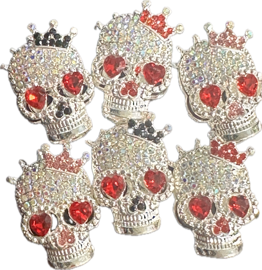 Fancy silver alloy handmade skull with crown rhinestone beads/fancy Beads/ beadable pen/ keychain bead/ /29mm x 19mm